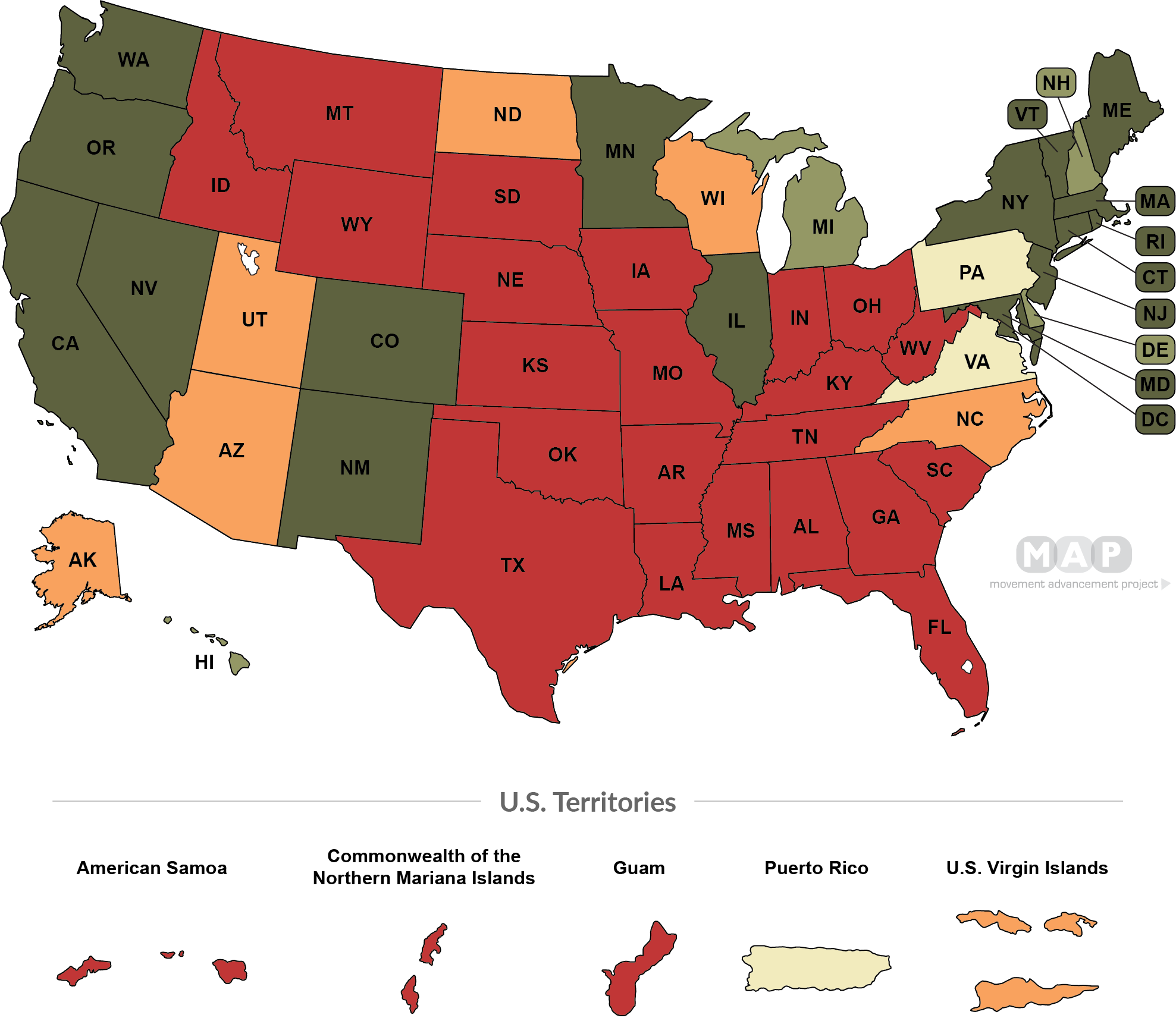 Movement Advancement Project Snapshot Lgbtq Equality By State